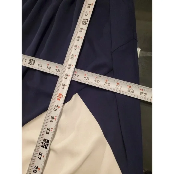 Shoshanna Blue & White Polyester Halter Sleeveless Long Maxi Dress Pockets 4 - Picture 12 of 15